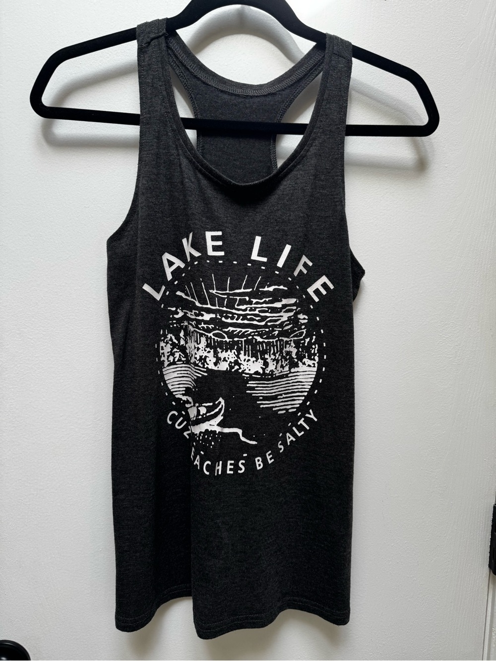 Black 'Lake Life' Graphic Racerback Tank Top